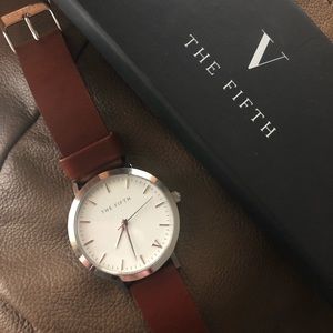 The Fifth Watch - Silver w/ Brown Genuine Leather